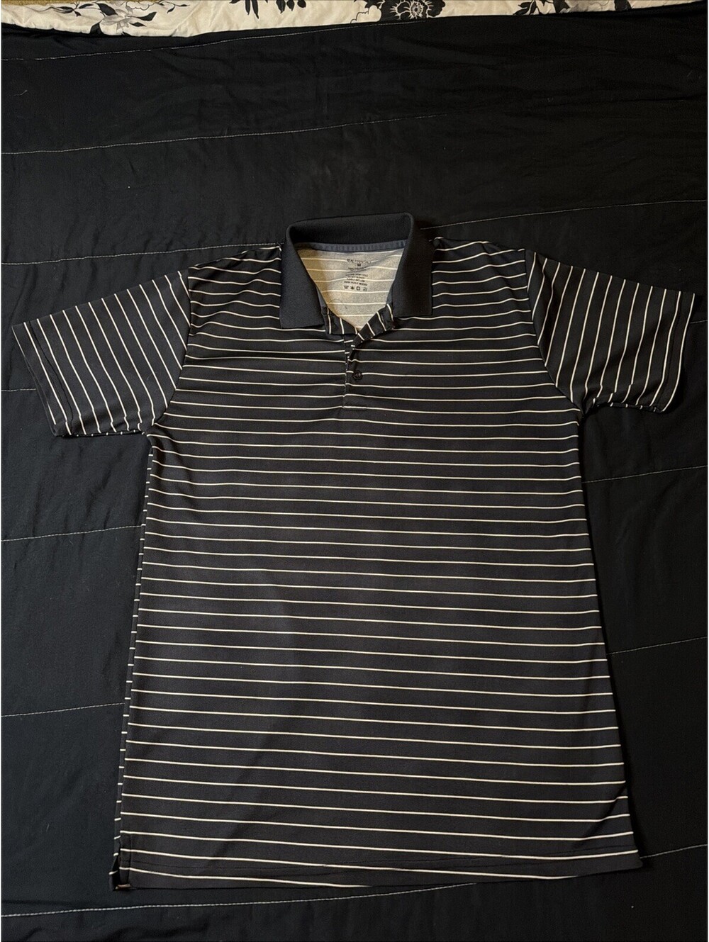 Polyester blend striped polo shirt, Real Essentials, men's casual wear